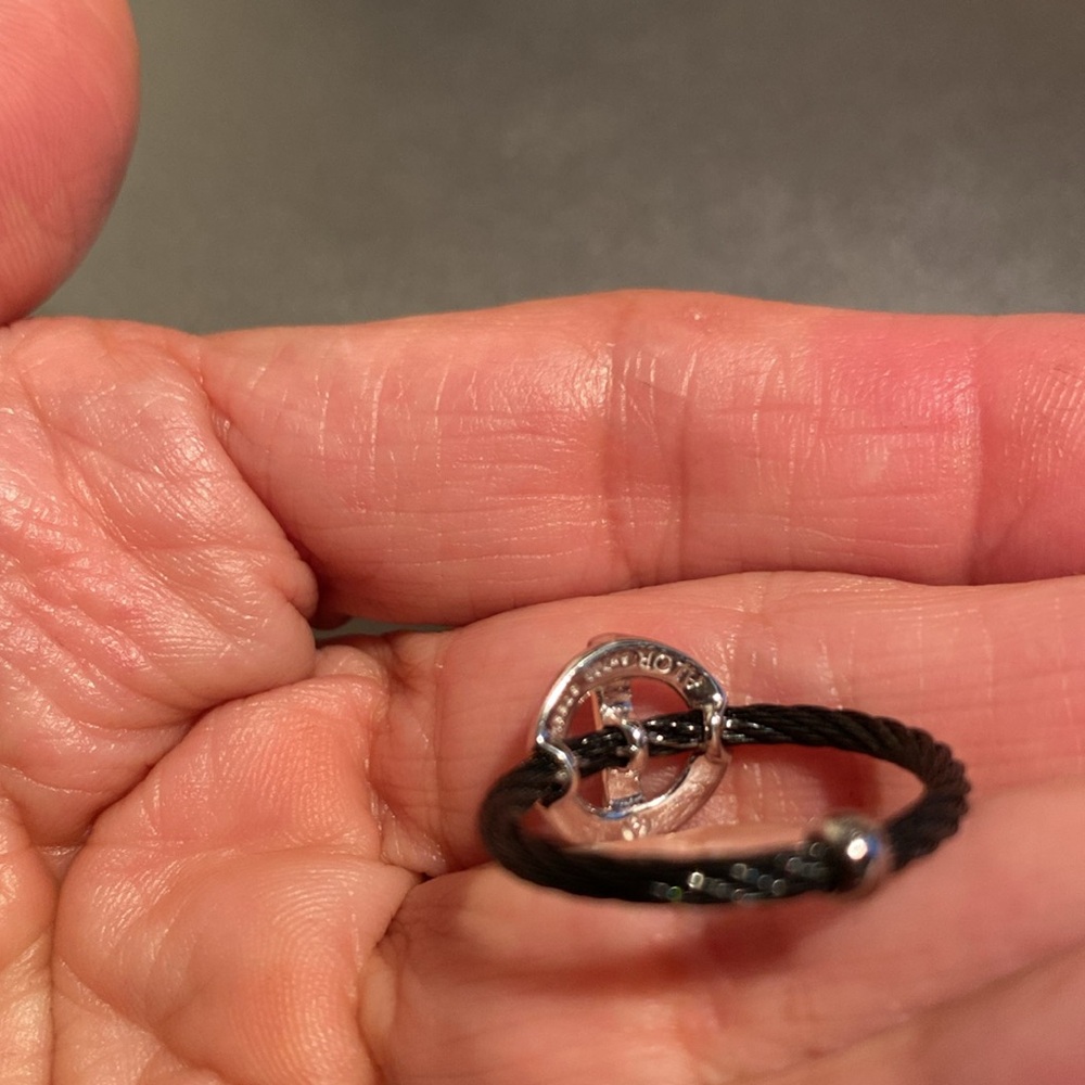 ALOR Black Cable Ring with Diamonds - Picture 6 of 7